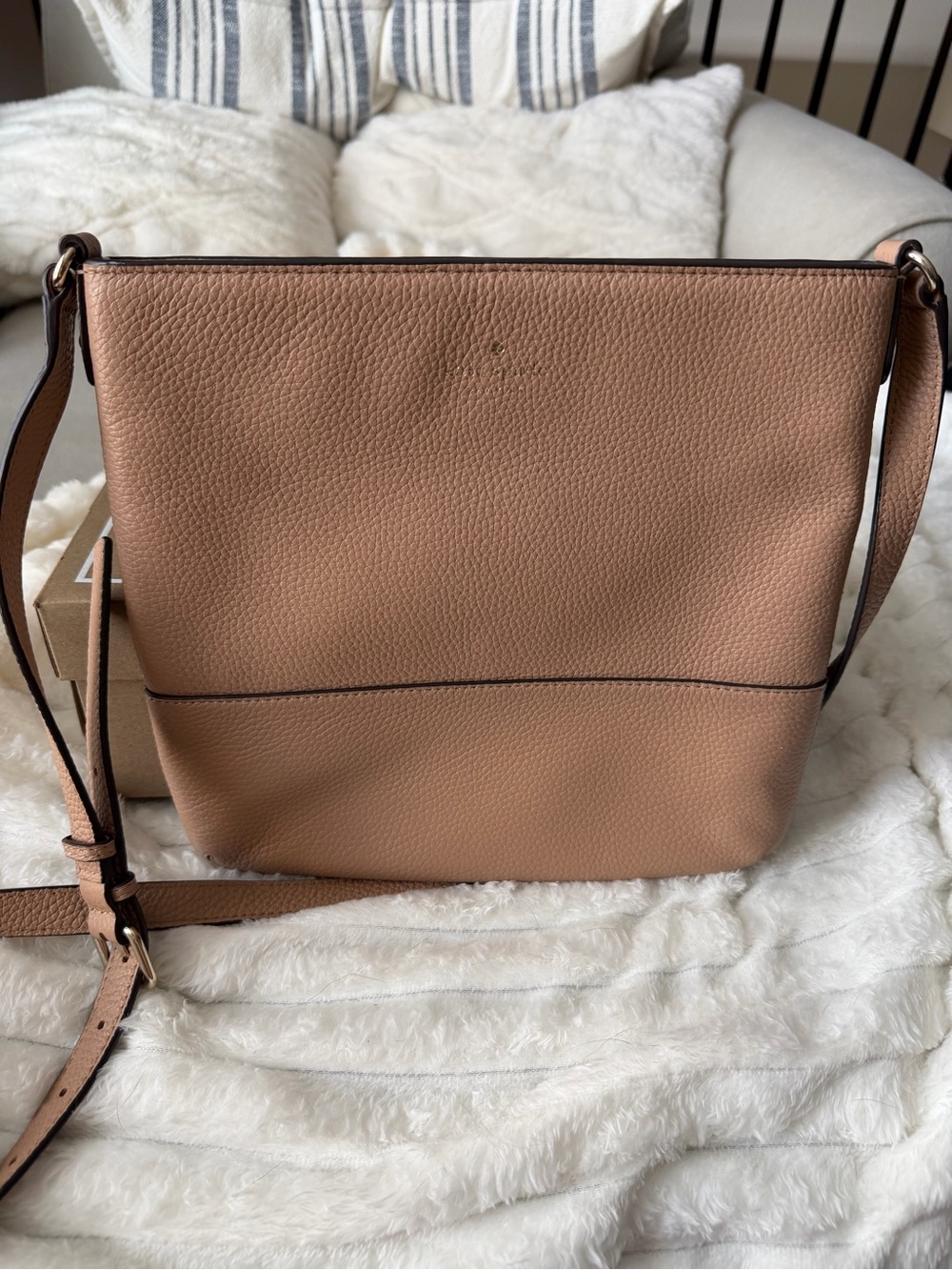 kate spade Pebbled Leather Crossbody in Blush Tan